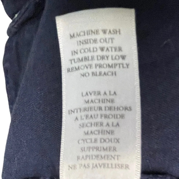 Frank and Eileen Kinsale Cotton Pants Straight Leg Crop Navy Size 10 Raw Hem - Picture 6 of 7
